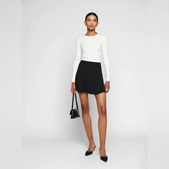 Reformation Black Mini Flounce Skirt - Picture 1 of 6